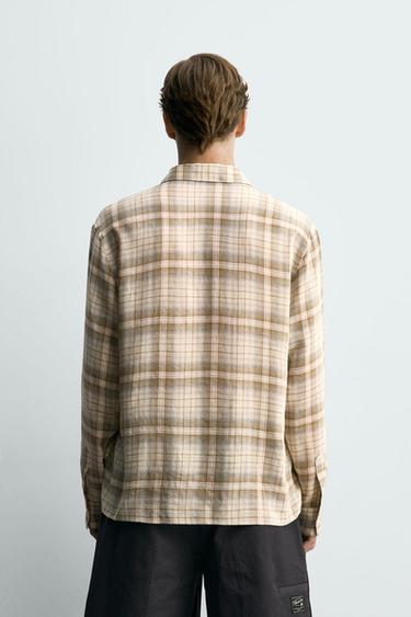 CHEMISE RELAXED FIT À CARREAUX - Sable de Zara - Image 2