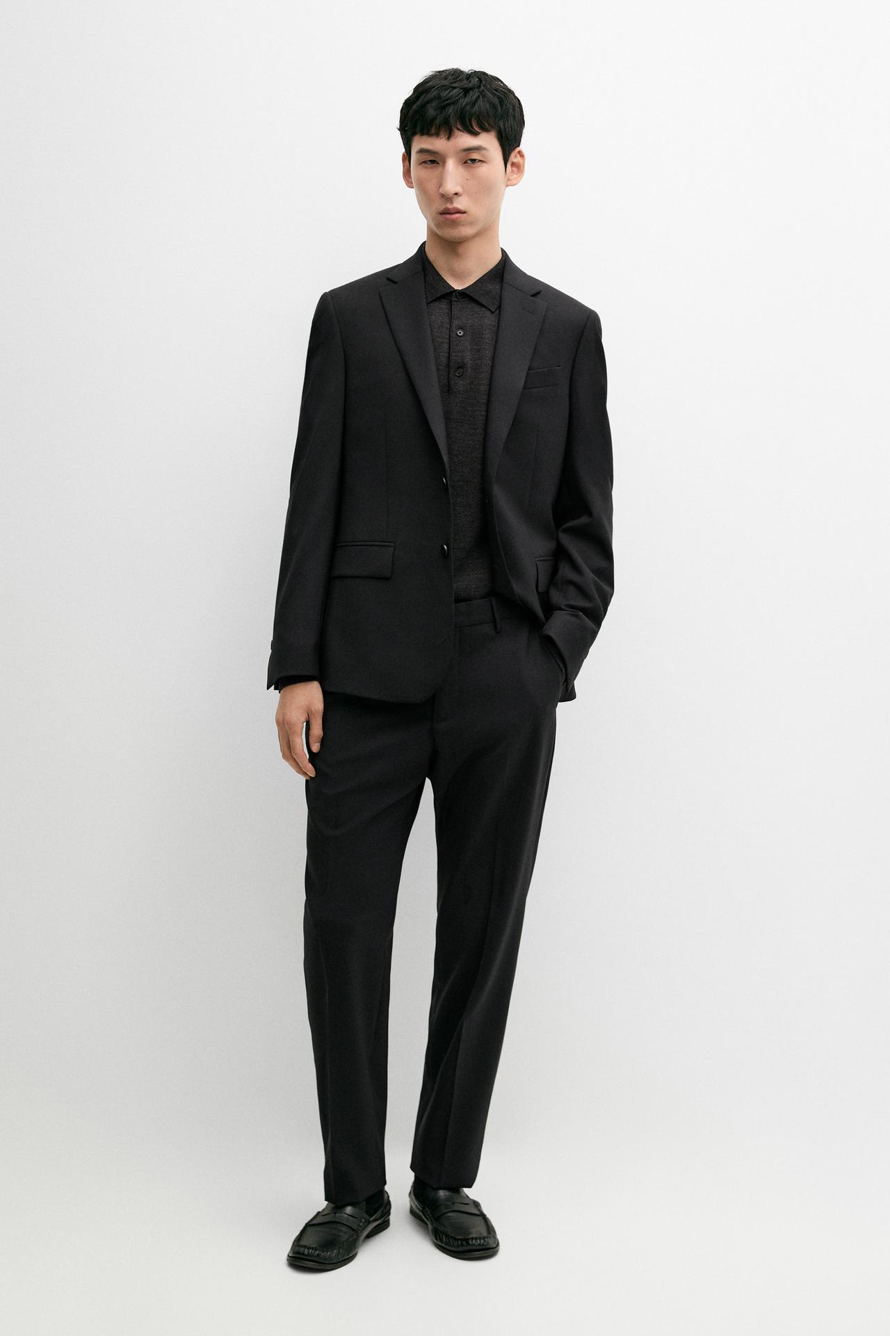 100% wool suit pants — Black