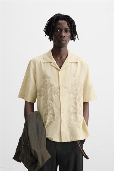 CAMISA BORDADO GEOMÉTRICO - Aceite de Zara