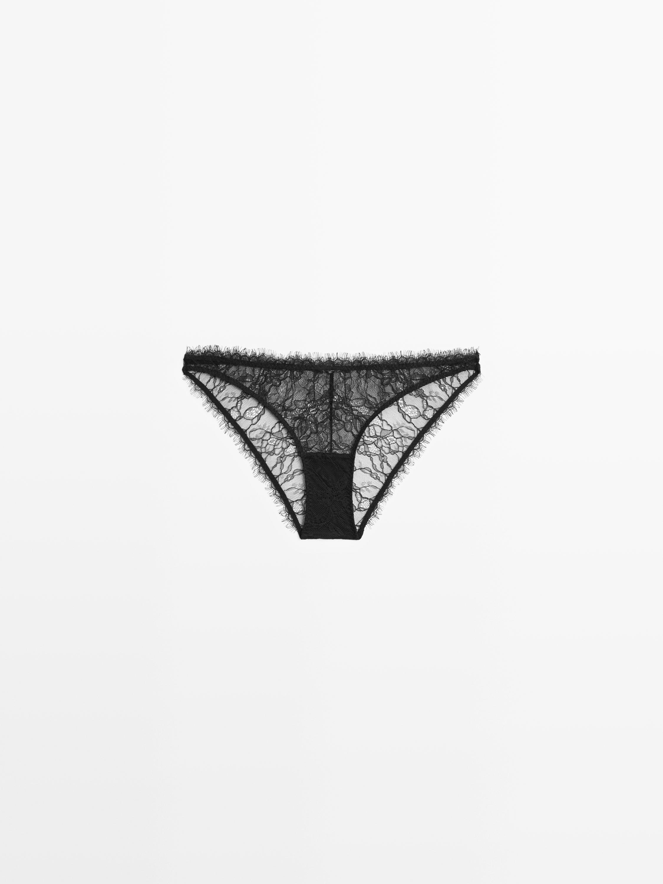 Lace briefs with frayed detail