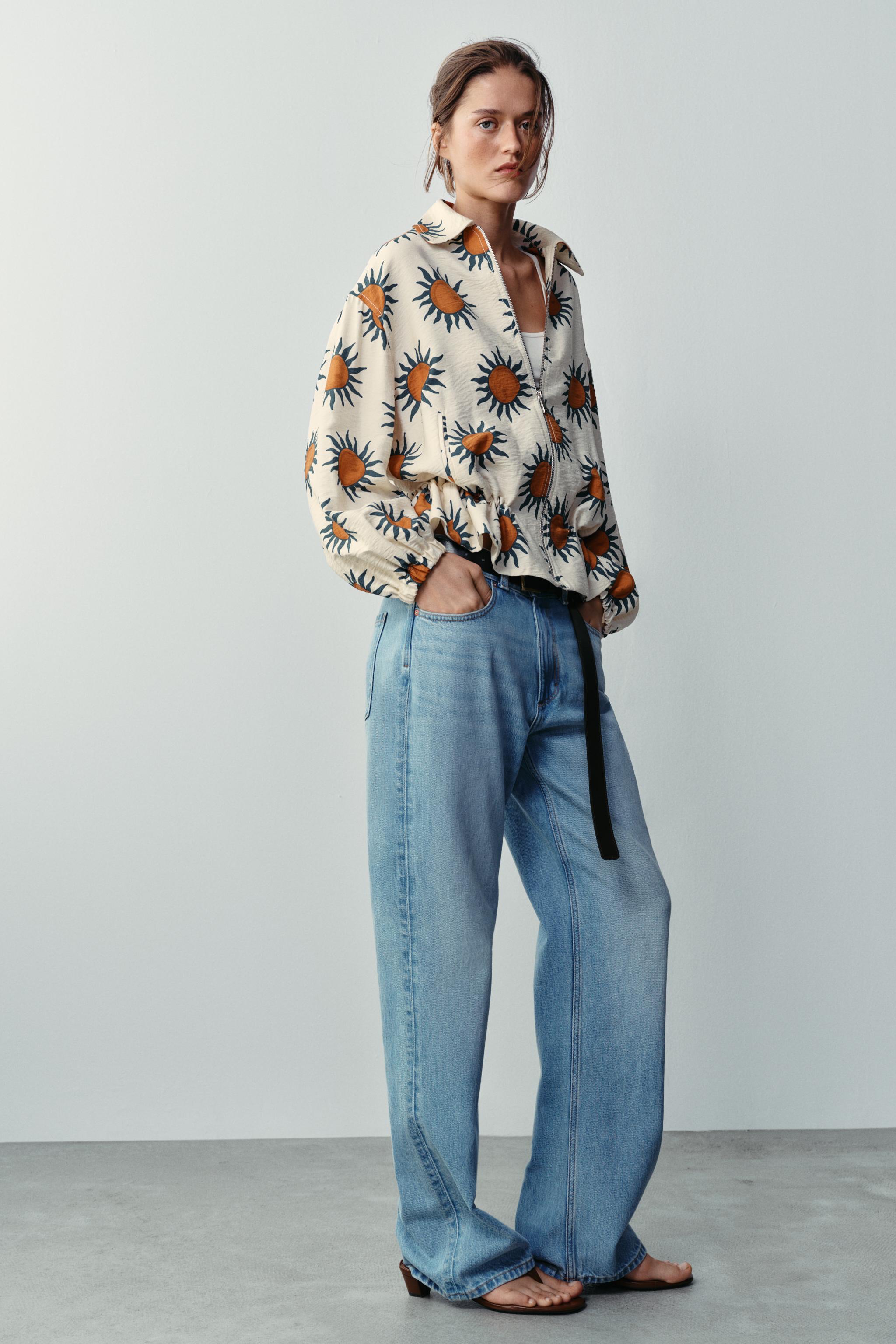 PRINTED BOMBER JACKET — Ecru / Green