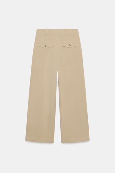 LOOSE BARREL TROUSERS - Light khaki by Zara - Image 6