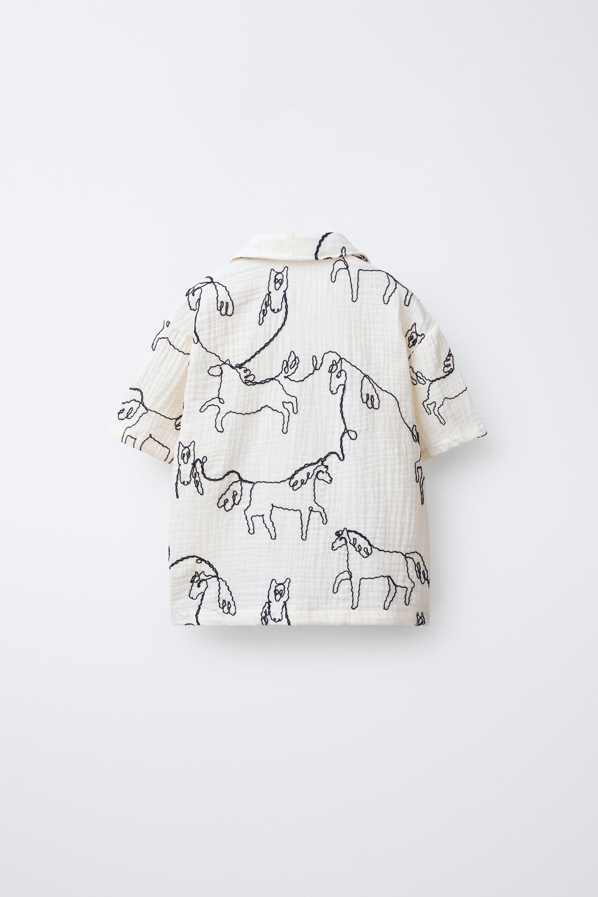 CHEMISE TEXTURÉE À IMPRIMÉ CHEVAUX EN RELIEF