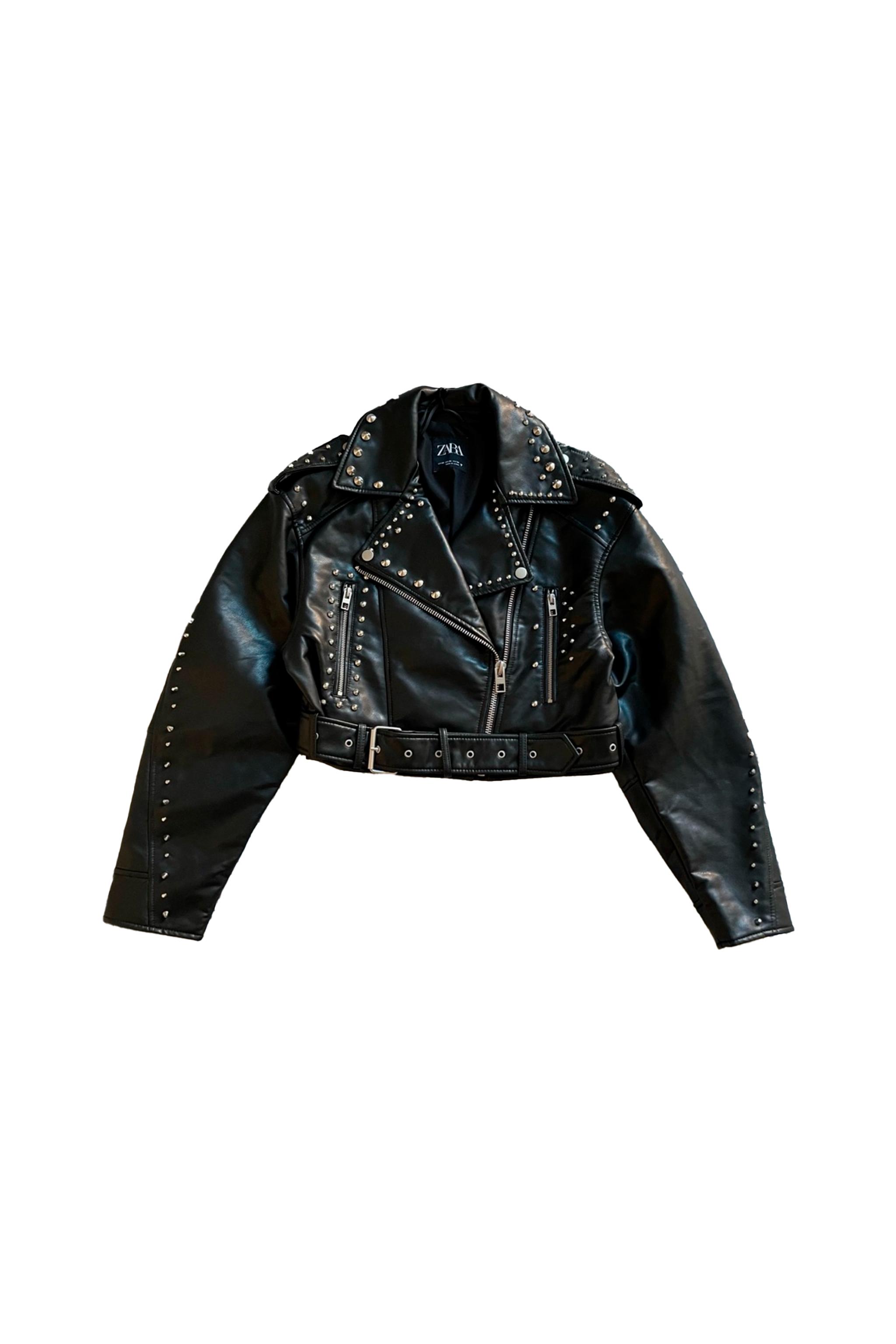 STUDDED FAUX LEATHER JACKET SECOND HAND | Zara Preowned