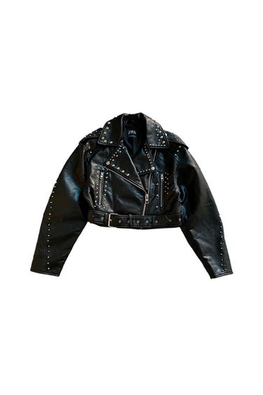 STUDDED FAUX LEATHER JACKET