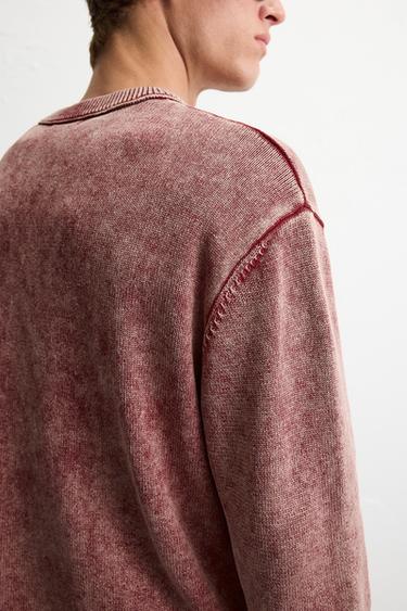 FADED TEXTURED SWEATER - Red by Zara - Image 5