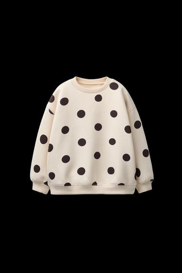 POLKA DOT SWEATSHIRT - Ecru / Brown by Zara - Image 0