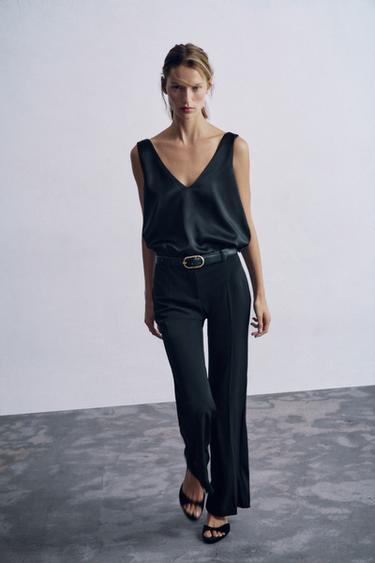 COMBINED BELTED JUMPSUIT - Black by Zara