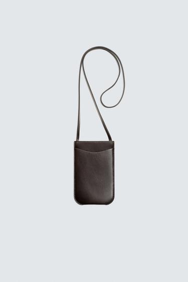 LEATHER CROSSBODY BAG - Brown by Zara