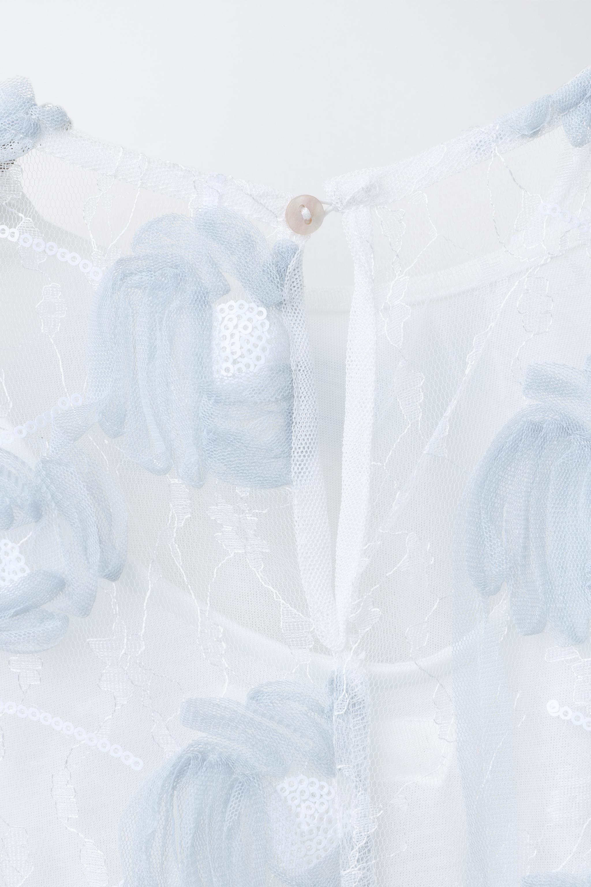 EMBROIDERED TULLE DRESS - Blue / White | ZARA United States EMBROIDERED TULLE DRESS - Blue / White | ZARA United States