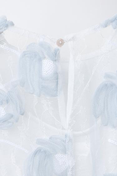 ROBE EN TULLE BRODÉE - Bleu / Blanc de Zara - Image 3