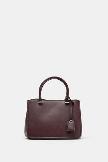 MINI CITY BAG WITH DOUBLE HANDLE - Burgundy Red by Zara