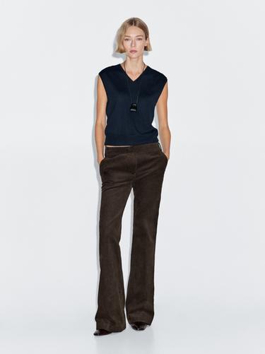 Zara Flared corduroy trousers - Chocolate