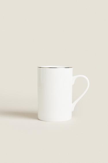 RIMMED BONE CHINA MUG - Silver by Zara - Image 0