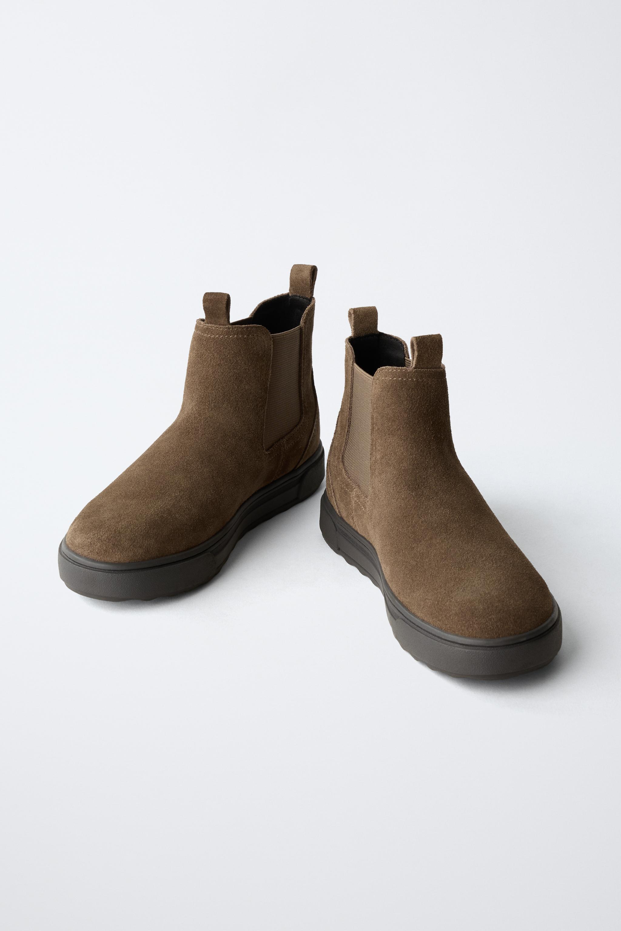 スプリットスエードチェルシーブーツ - ブラウン | ZARA Japan スプリットスエードチェルシーブーツ - ブラウン | ZARA Japan