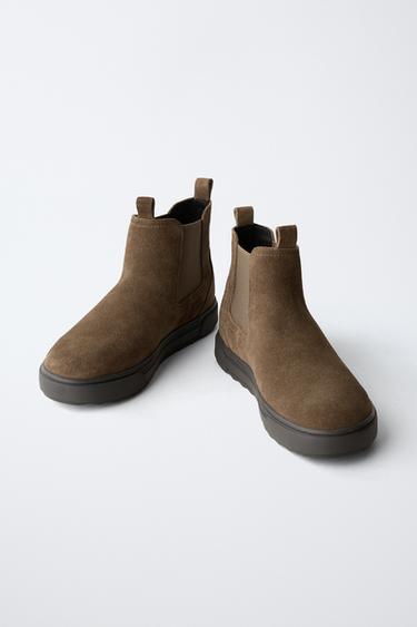 SPLIT SUEDE CHELSEA ANKLE BOOTS - Brown by Zara - Image 2