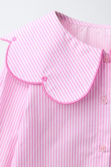 CHEMISE À RAYURES COL BRODÉ - Rose moyen de Zara - Image 2