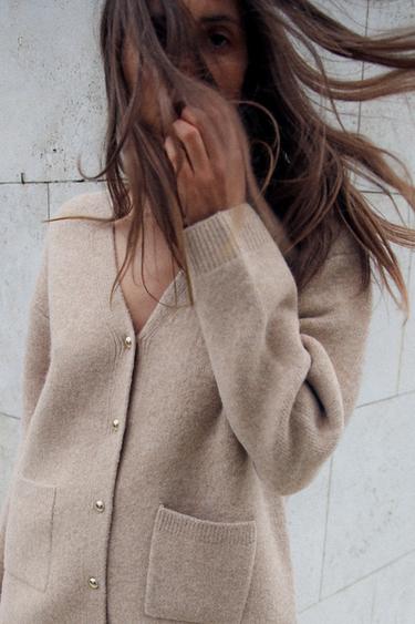 KNIT CARDIGAN WITH GOLDEN BUTTONS - Sand / Marl by Zara