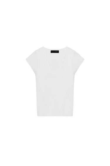 CONTRAST KNIT TOP - White by Zara