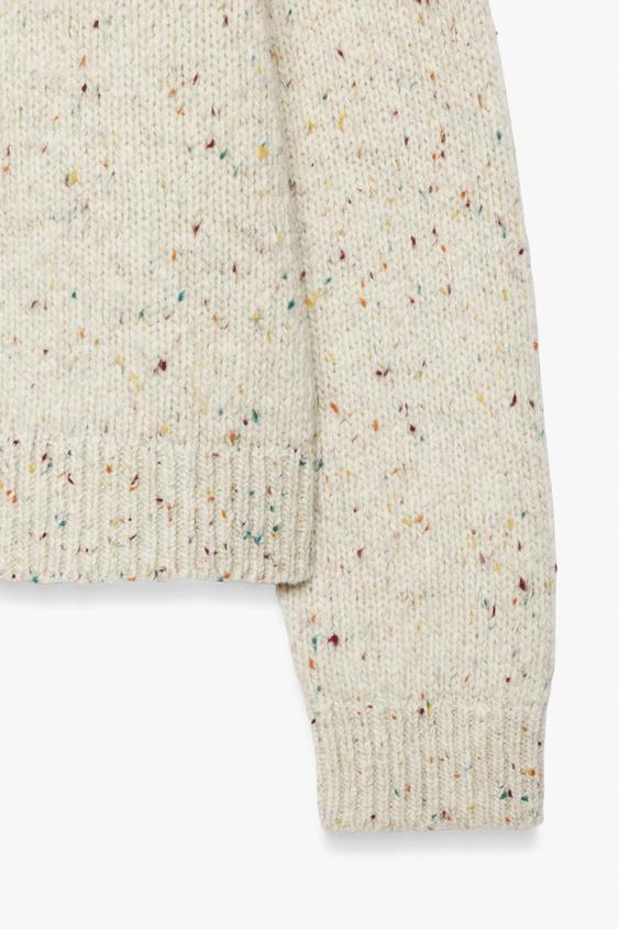 PULL 100 % LAINE COL MONTANT - Écru moyen de Zara - Image 5