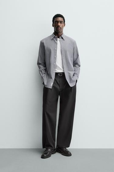 Zara COTTON PLAID SHIRT - Blue / White - Image 0