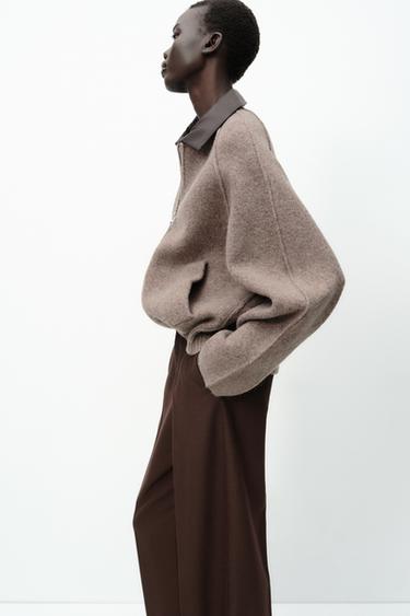 FAUX LEATHER COLLAR JACKET - Mink marl by Zara
