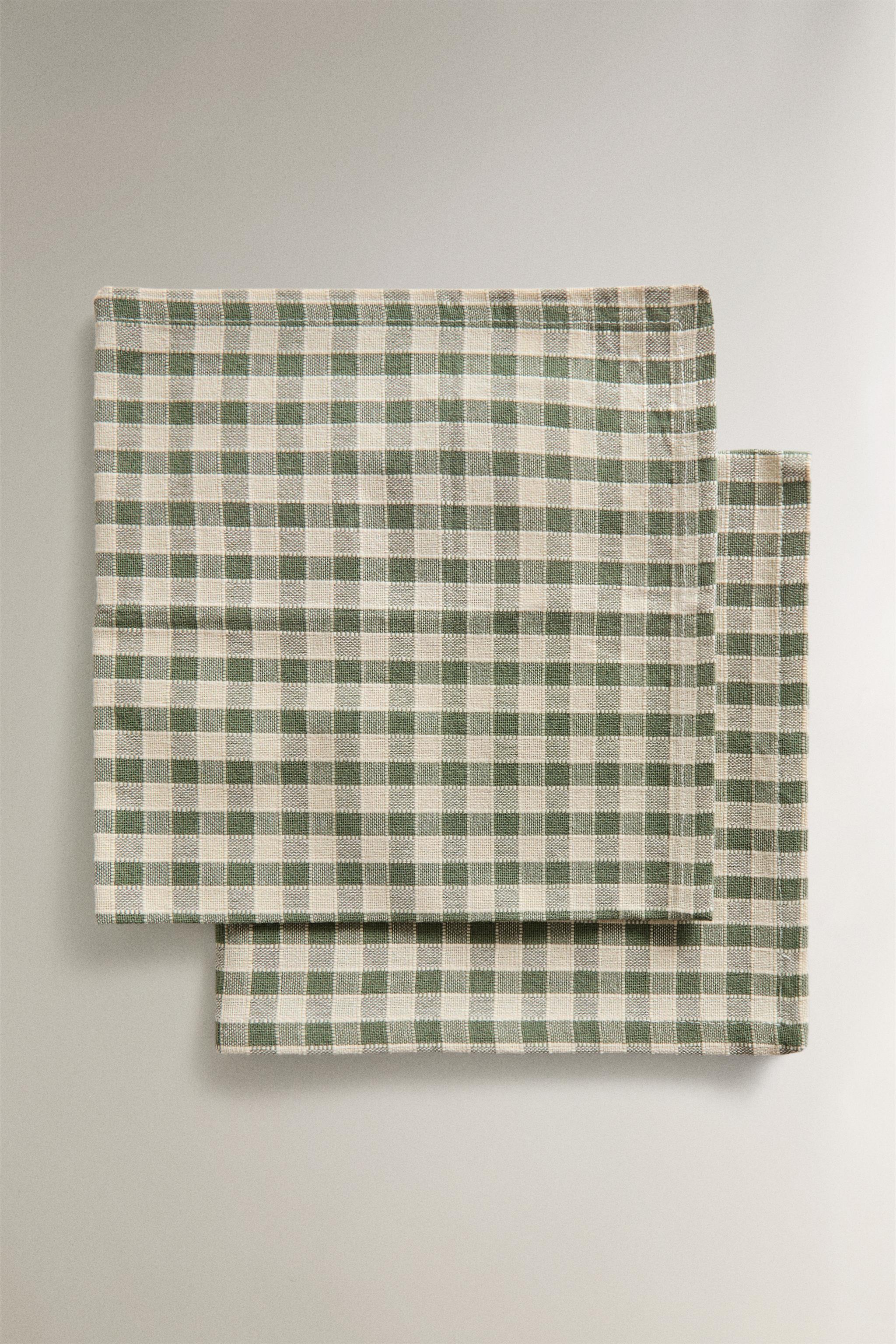 Zara PACK OF CHECK NAPKINS WITH TOPSTITCHING (PACK OF 2)