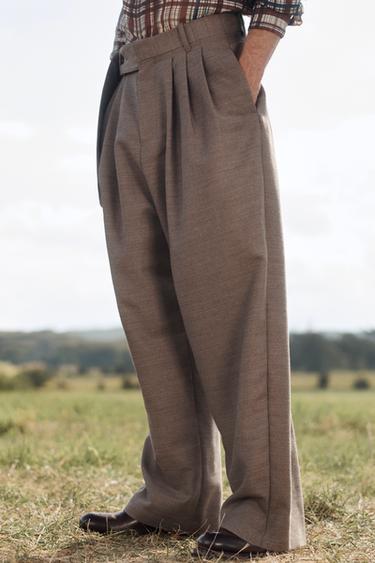 LIMITED EDITION WIDE-LEG TROUSERS WITH BELT - Brown / Taupe by Zara