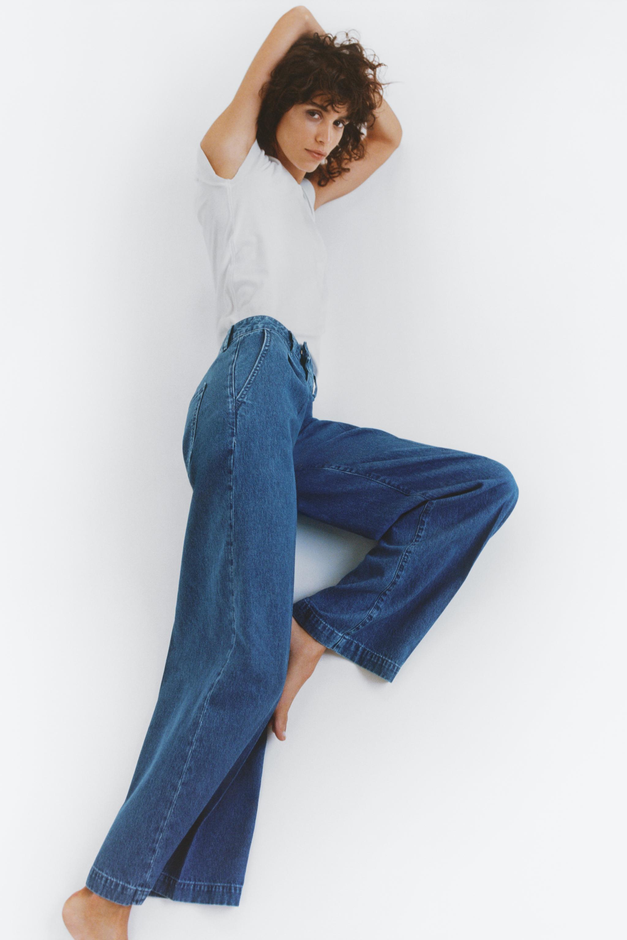 MID WAIST DARTED Z1975 WIDE LEG JEANS - Mid-blue | ZARA United States