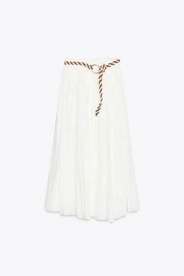BRAIDED BELT MIDI SKIRT - White by Zara - Image 7