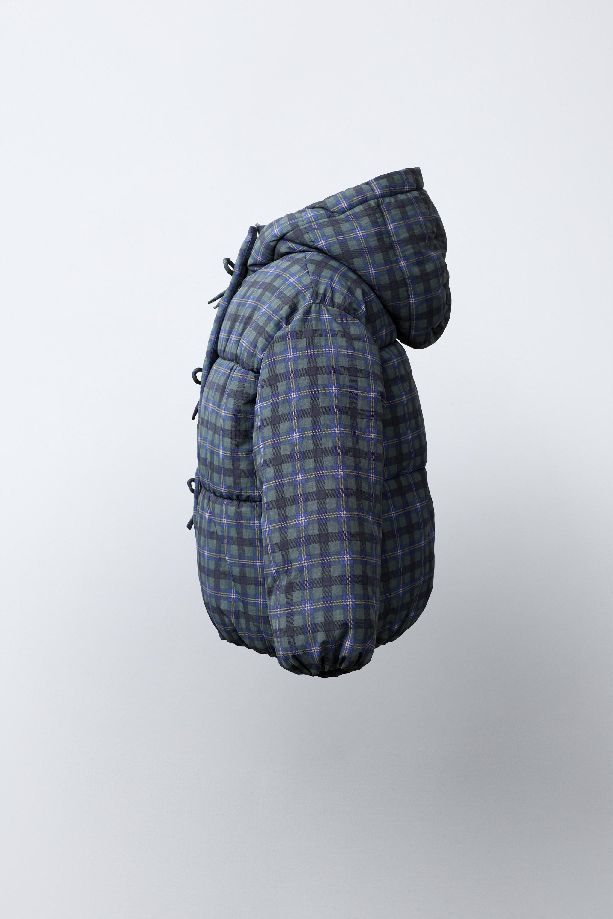 QUILTED WATER-REPELLENT PLAID RIBBON COAT