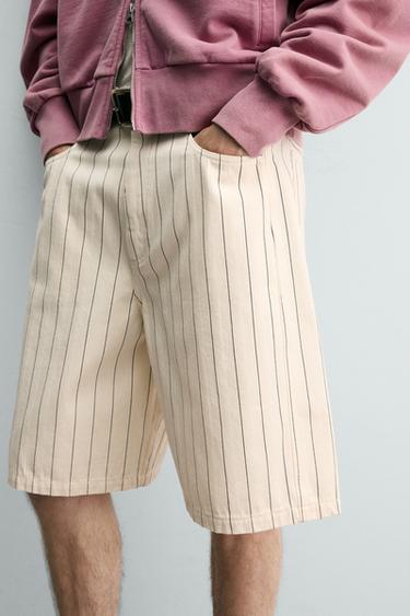 PINSTRIPE BAGGY FIT BERMUDA SHORTS - Ecru by Zara - Image 5