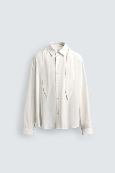CAMISA FLUIDA LAZO CORTO - Blanco de Zara