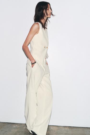 GILET ASYMÉTRIQUE ZW COLLECTION - Écru de Zara - Image 4