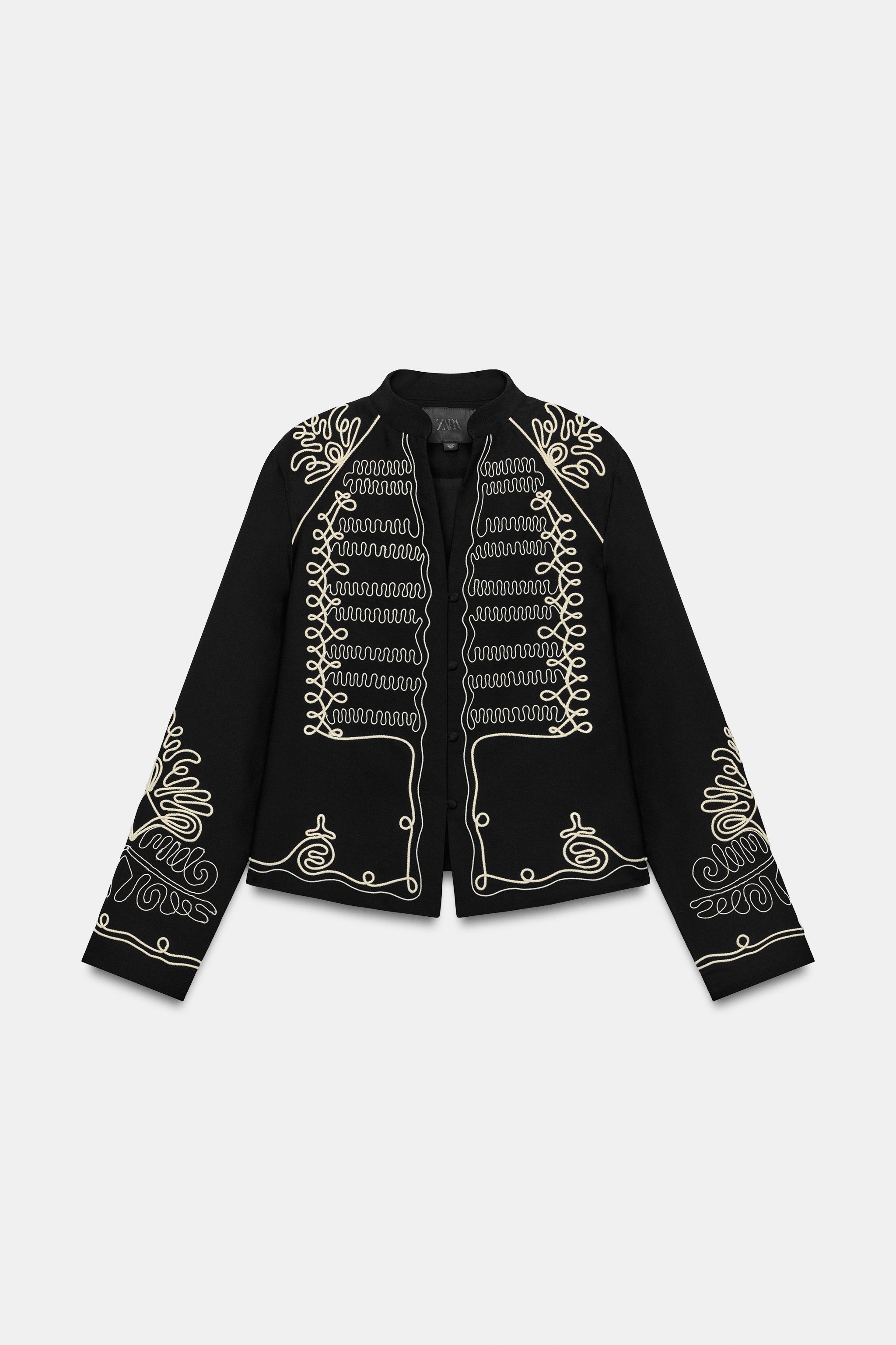 EMBROIDERED JACKET WITH SHOULDER PADS