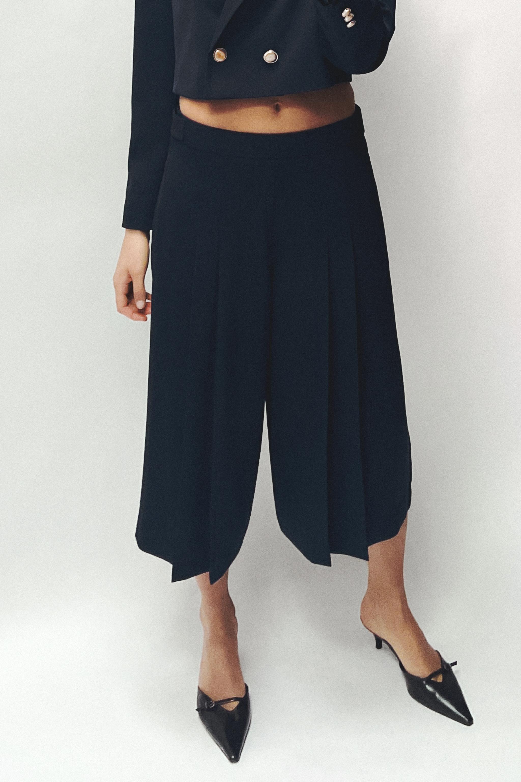 Blue Casual Culotte Pants Online Shopping