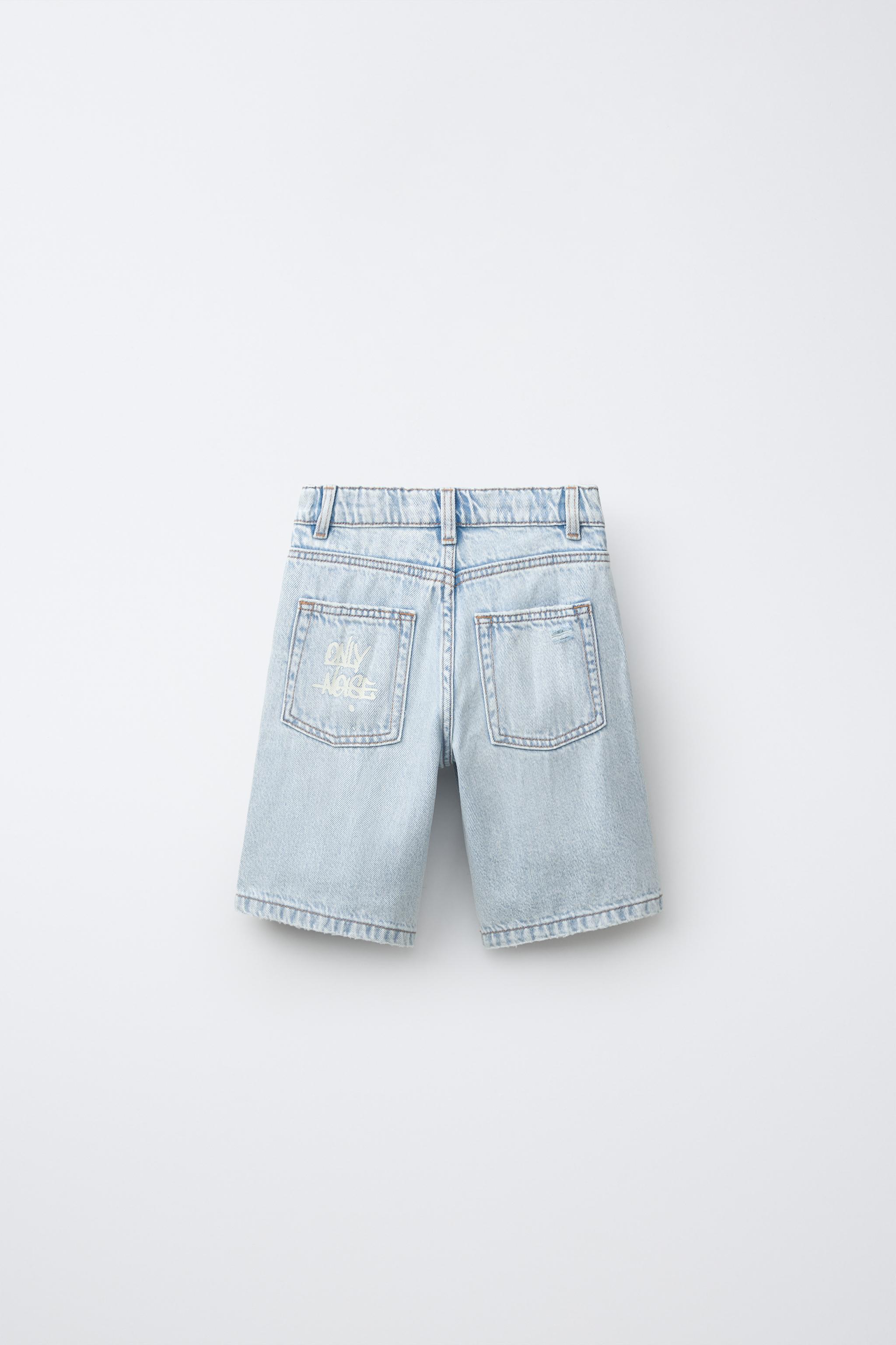 Детские шорты Zara RIPPED AND GRAFFITI DENIM SHORTS — фото 3