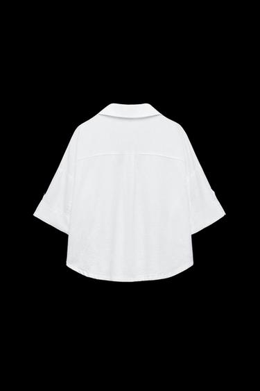 CROPPED LINEN BLEND SHIRT - White by Zara