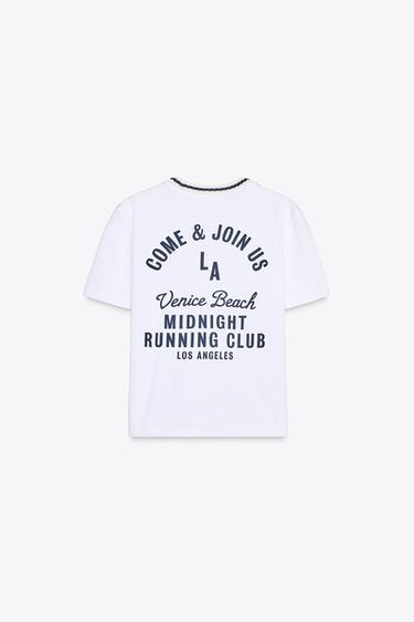 T-SHIRT BRODÉ À COL EN TRICOT - Blanc cassé de Zara - Image 5