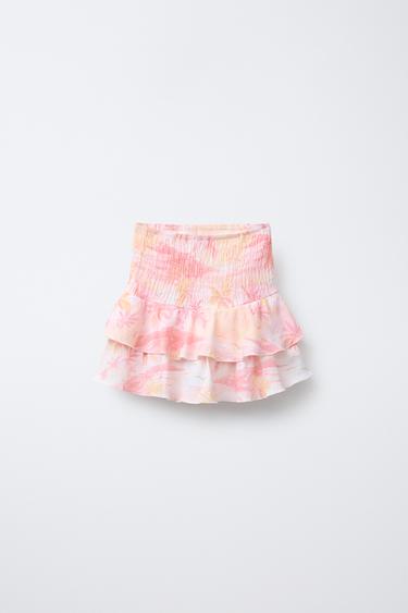 Zara TEXTURED PALM TREE SKORT - Pink