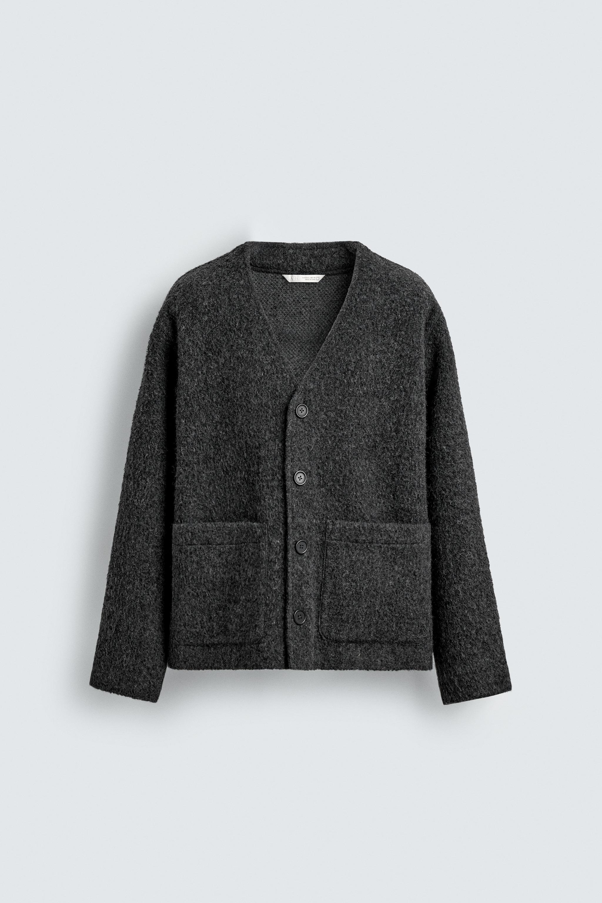TEXTURED WOOL CARDIGAN