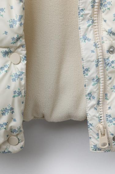 VESTE REMBOURRÉE POLAIRE PETITES FLEURS - Écru de Zara - Image 7