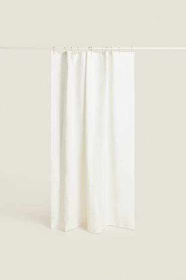TRANSLUCENT LINEN SHOWER CURTAIN — Oyster-white 2