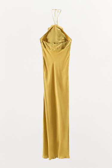 ROBE SATINÉE FLEUR EN RELIEF - Vert olive de Zara - Image 6