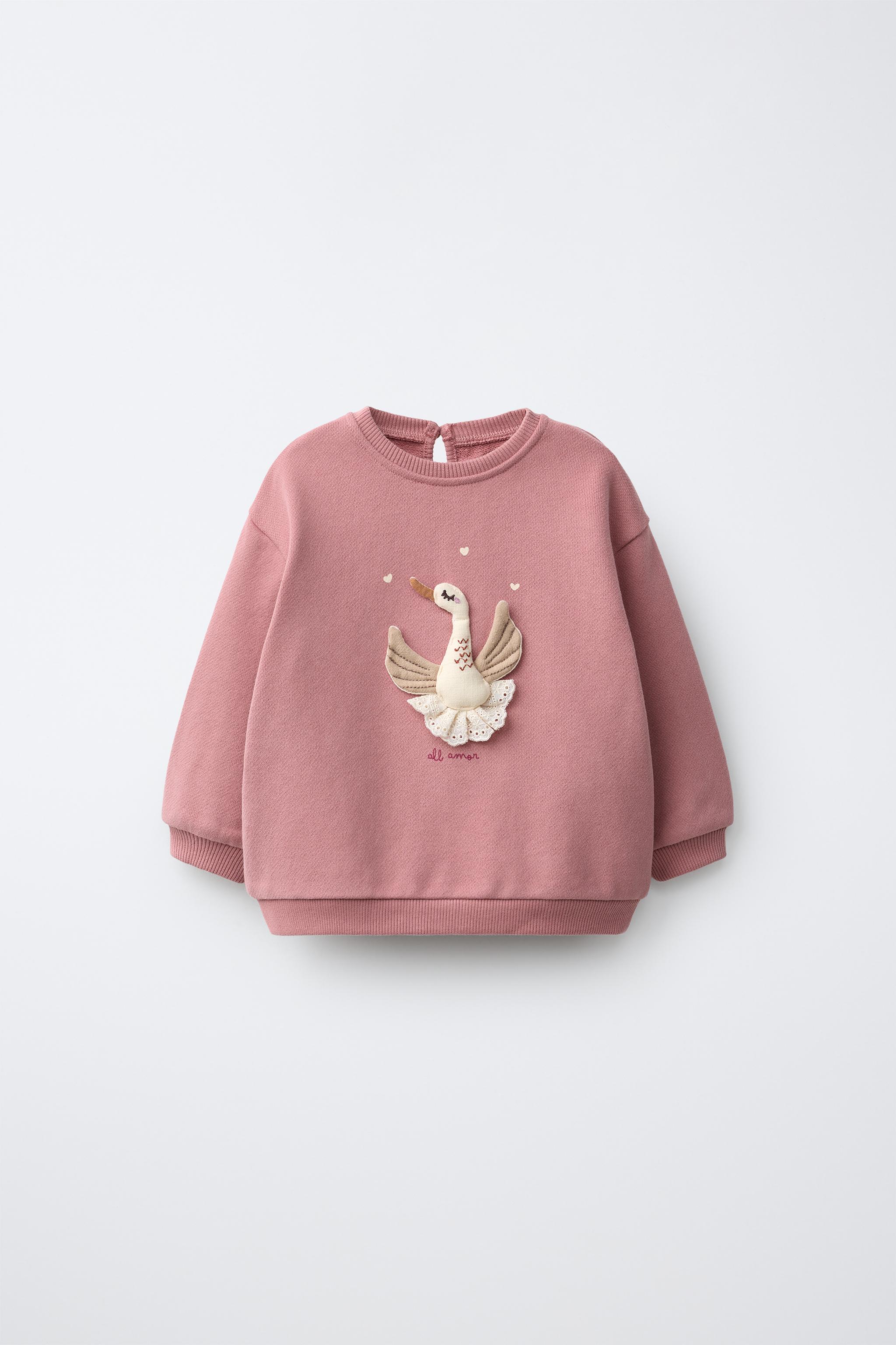Детские худи Zara SWAN APPLIQUÉ SWEATSHIRT
