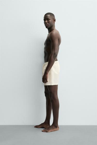 MID-LENGTH SEERSUCKER SWIMMING TRUNKS - Ecru by Zara - Image 4