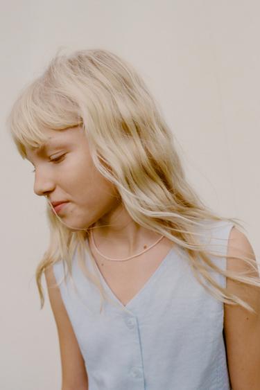 ЖИЛЕТ В РУБЧИК ИЗО ЛЬНА — НЕБЕСНО-ГОЛУБОЙ от Zara