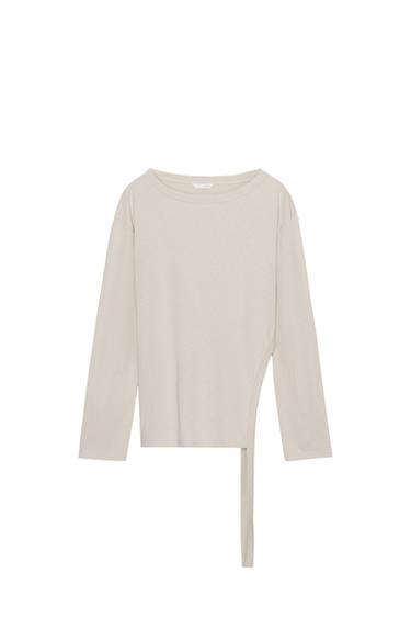 CAMISETA ASIMÉTRICA RÚSTICA - Rosa lavado de Zara