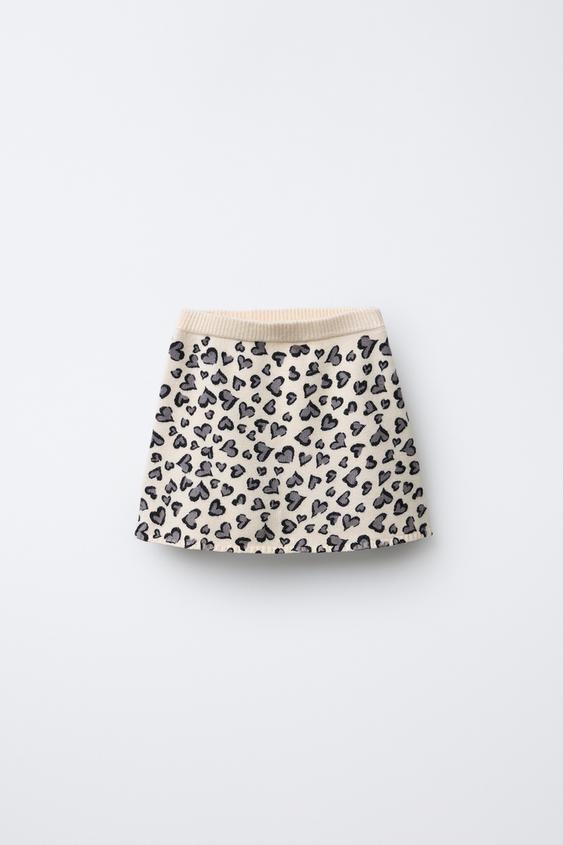 JUPE EN MAILLE CŒURS - Écru / Chiné de Zara - Image 0