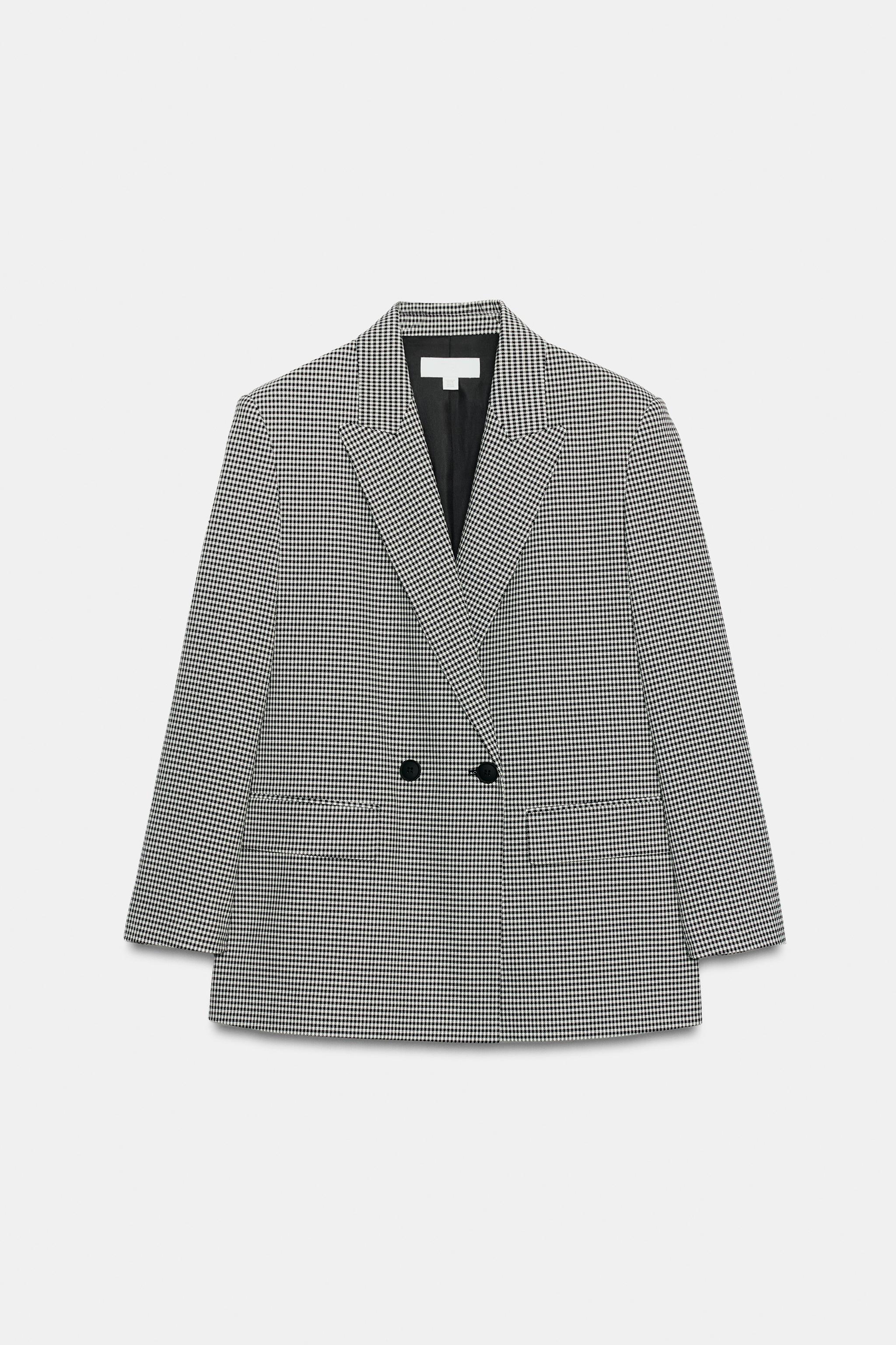 Zara KAZAYAĞI DESENLİ OVERSIZE KRUVAZE BLAZER görsel 5